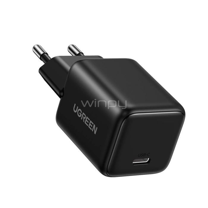 Cargador Rápido UGREEN GaN de 20W (USB-C, Negro)