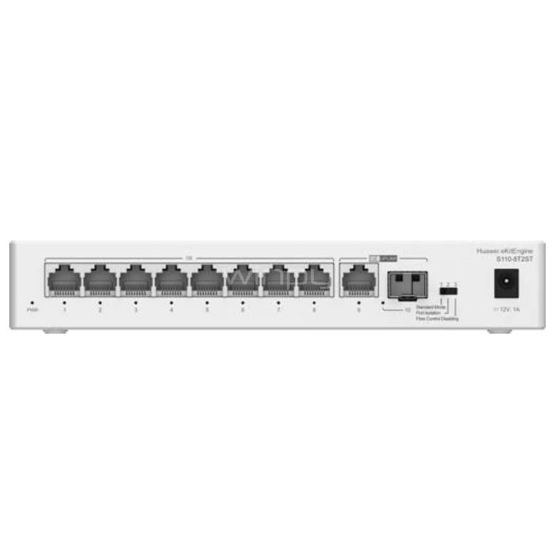 Switch Huawei eKit S110-8T2ST de 8 Puertos (No Gestionado, Gigabit, GE SFP, 20 Gbps)