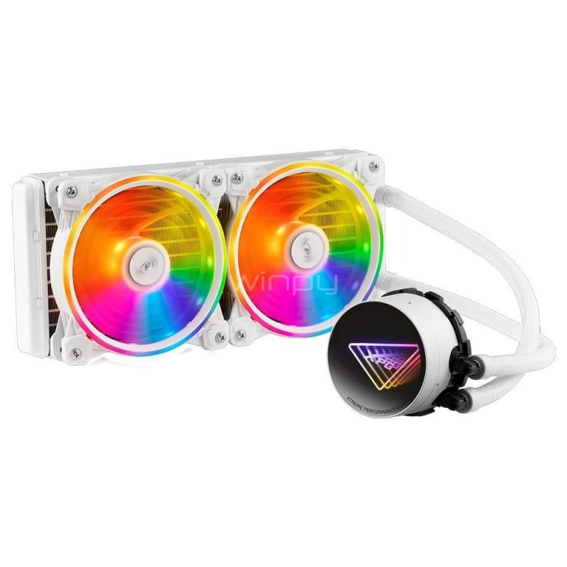 Refrigeración Líquida XPG Levante II 240 (LGA1851/AM5, 120mm x2 ARGB, 2000rpm, Blanco)