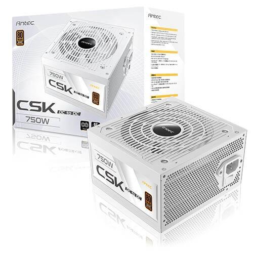 Fuente de Poder Antec CSK750DC WHITE EC de 750W (ATX, 80+ Bronze, Non-Modular)