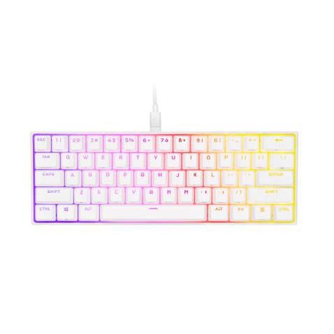 Teclado Mecánico Corsair K65 RGB MINI (60%, Cherry MX Speed, USB, Blanco)