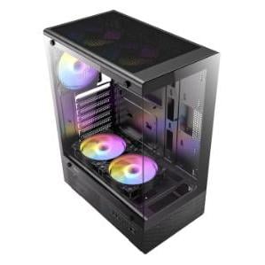 Gabinete Gamer Antec VCX300 ARGB (ATX, Vidrio Templado, 5 Ventiladores, Negro)