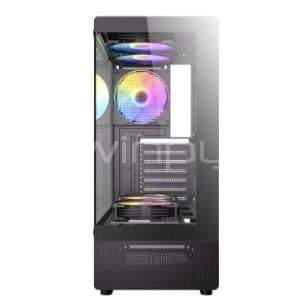 Gabinete Gamer Antec VCX300 ARGB (ATX, Vidrio Templado, 5 Ventiladores, Negro)