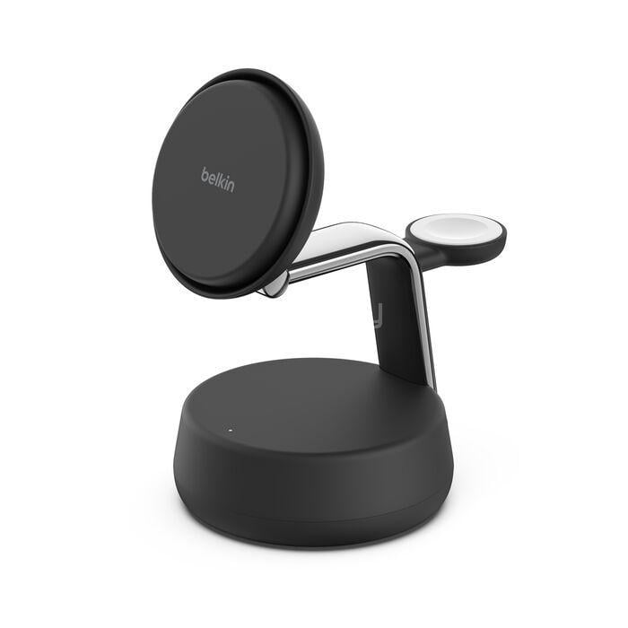 Base de Carga Inalámbrica Belkin UltraCharge Qi2 de 25W (3 en 1, Negro)