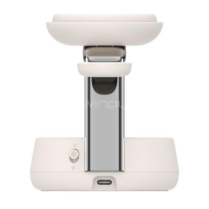 Base de Carga Inalámbrica Belkin UltraCharge Qi2 de 25W (3 en 1, Blanco)