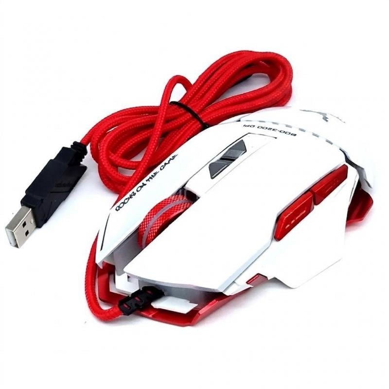 Mouse Gamer Wesdar GM2 (3.200dpi, Led Multicolor, Blanco/Rojo)