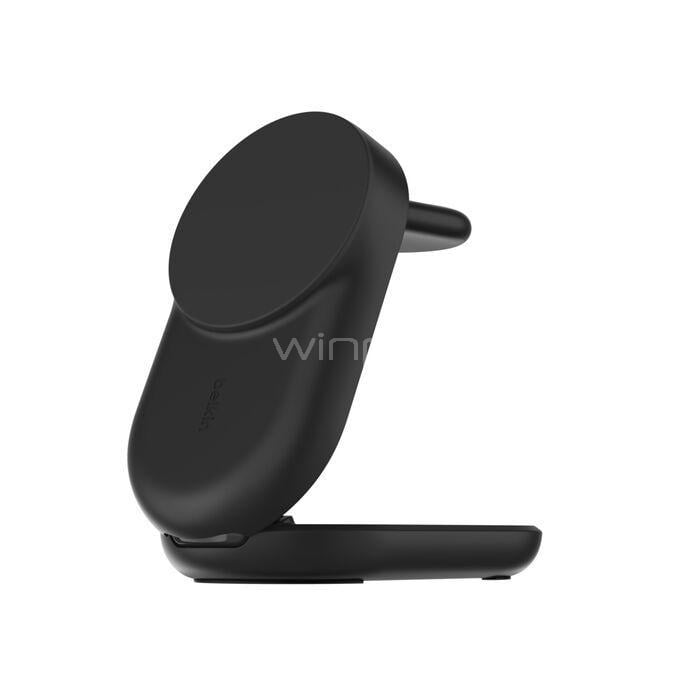 Base de Carga Inalámbrica Belkin UltraCharge Qi2 de 25W (3 en 1, Plegable, Negro)