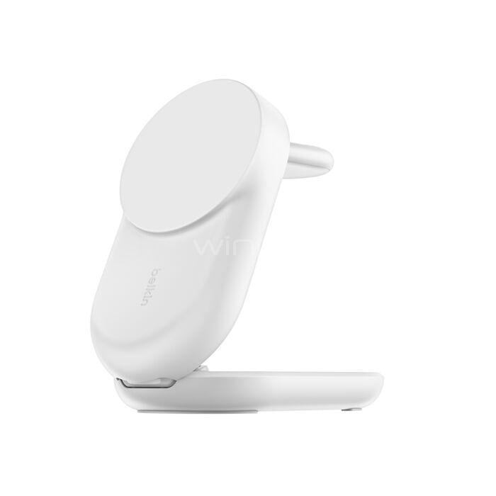 Base de Carga Inalámbrica Belkin BoostCharge Qi2 de 25W (3 en 1, Plegable, Blanco)