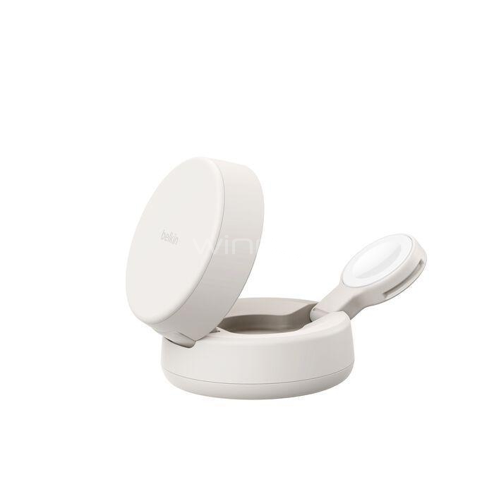 Base de Carga Inalámbrica Belkin UltraCharge Qi2 de 25W (2 en 1, Plegable, Blanco)