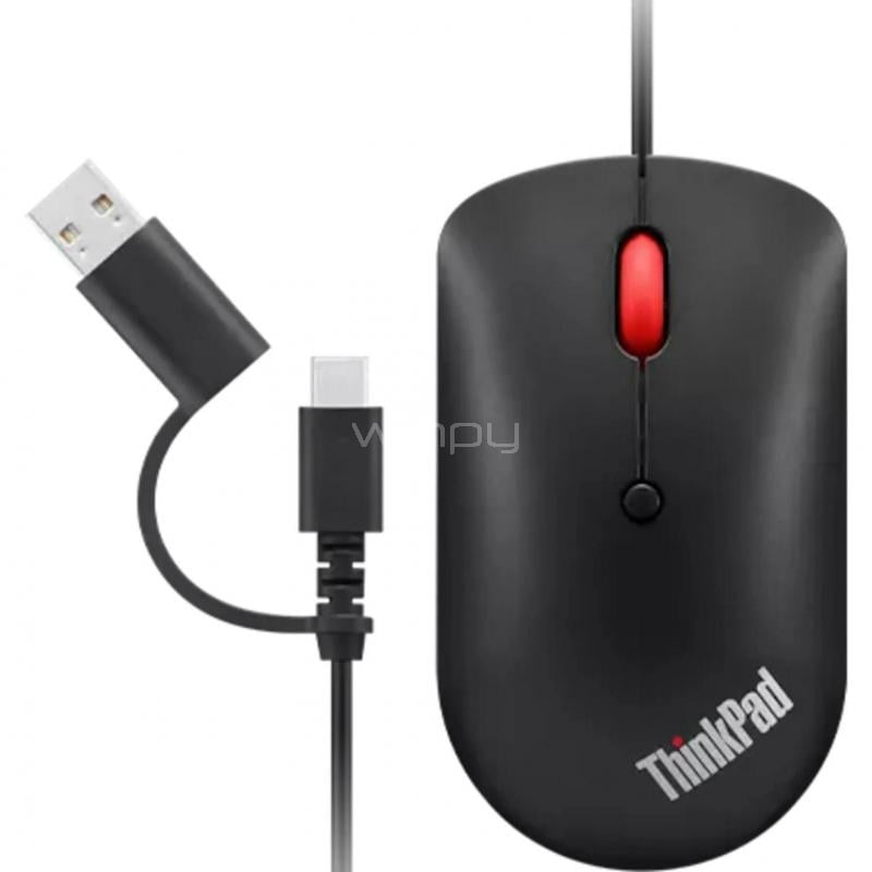 Mouse Lenovo ThinkPad Compacto (USB/USB-C, 2400dpi, Negro)