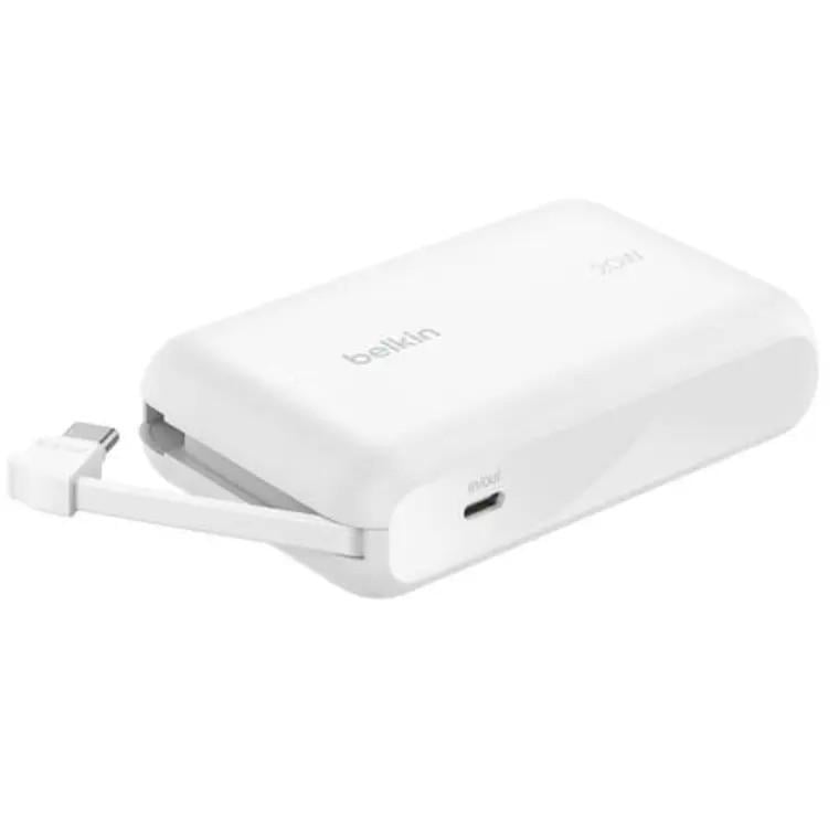 Batería Portátil Belkin de 10.000mAh (20W, USB-C, PD, Blanca)