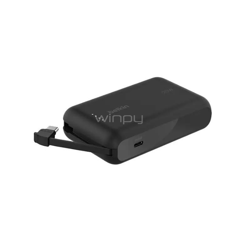 Batería Portátil Belkin de 10.000mAh (20W, USB-C, PD, Negra)