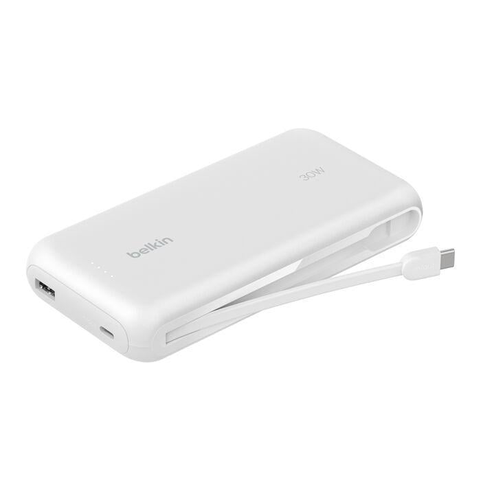 Batería Portátil Belkin de 20.000mAh (30W, USB-C, PD, Blanca)