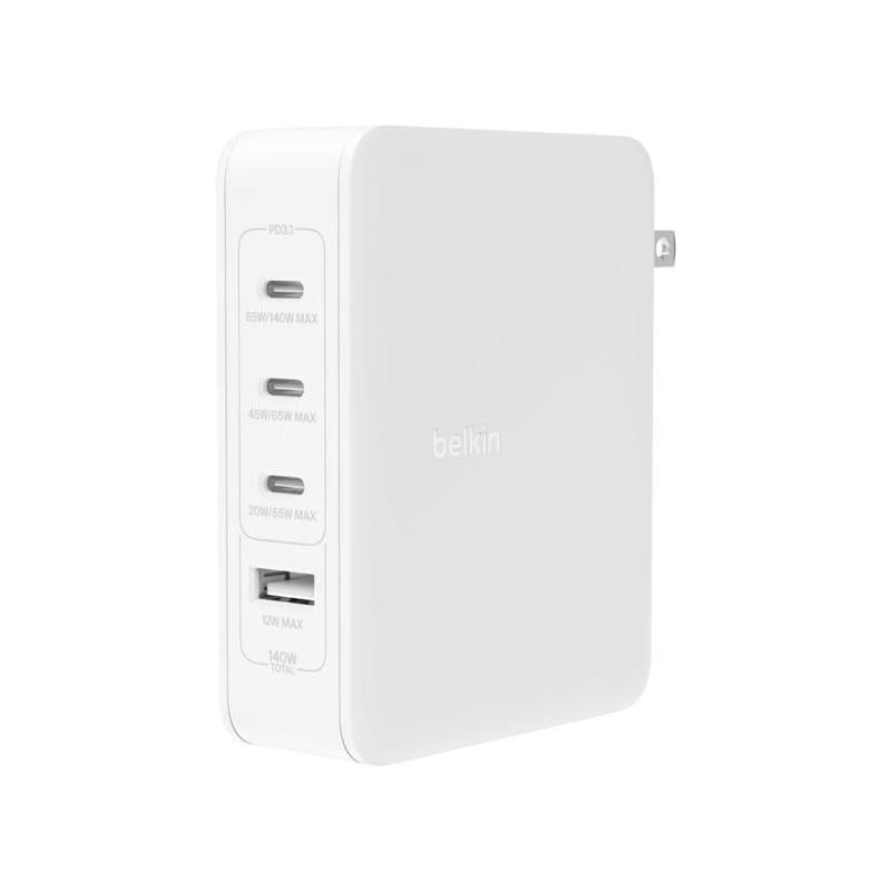 Cargador Belkin de 140W (USB-C, PD 3.1, GaN, Blanco)