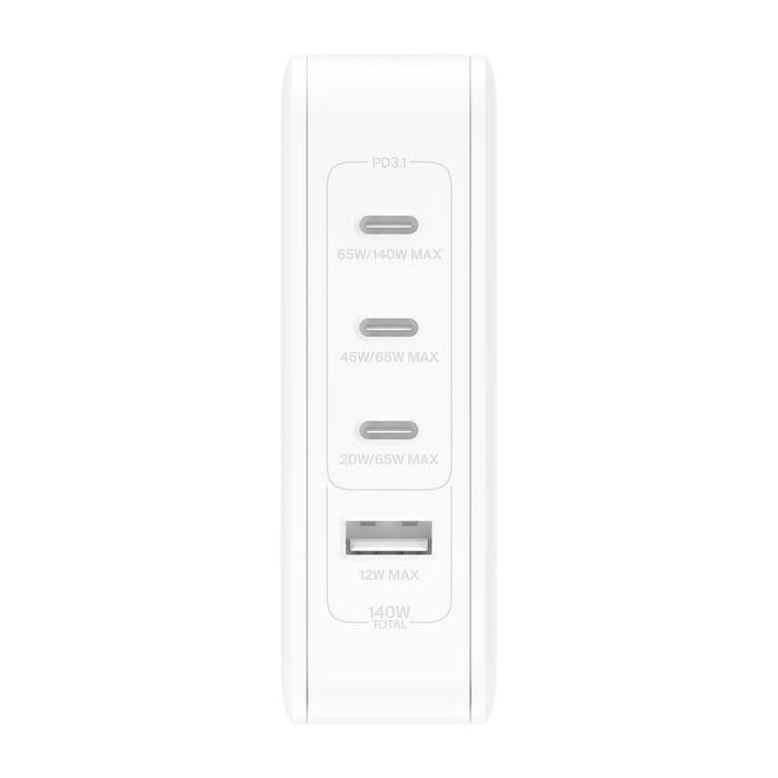 Cargador Belkin de 140W (USB-C, PD 3.1, GaN, Blanco)