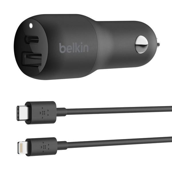 Cargador de Auto Belkin BOOSTCHARGE de 37W (USB-C, USB-A, Negro)