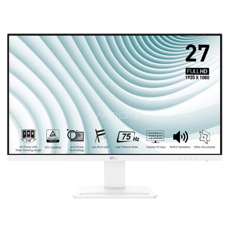 Monitor MSI PRO MP273W de 27” (IPS, Full HD, 75Hz, 5ms, DP+HDMI, VESA)