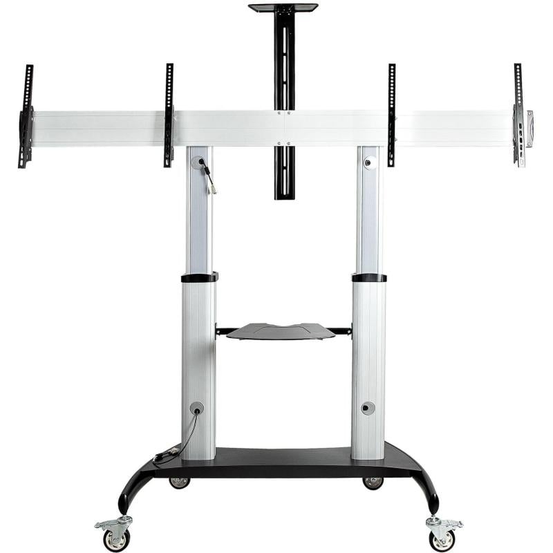 Soporte Pedestal con Ruedas StarTech para Dos TV (Negro, Plata)