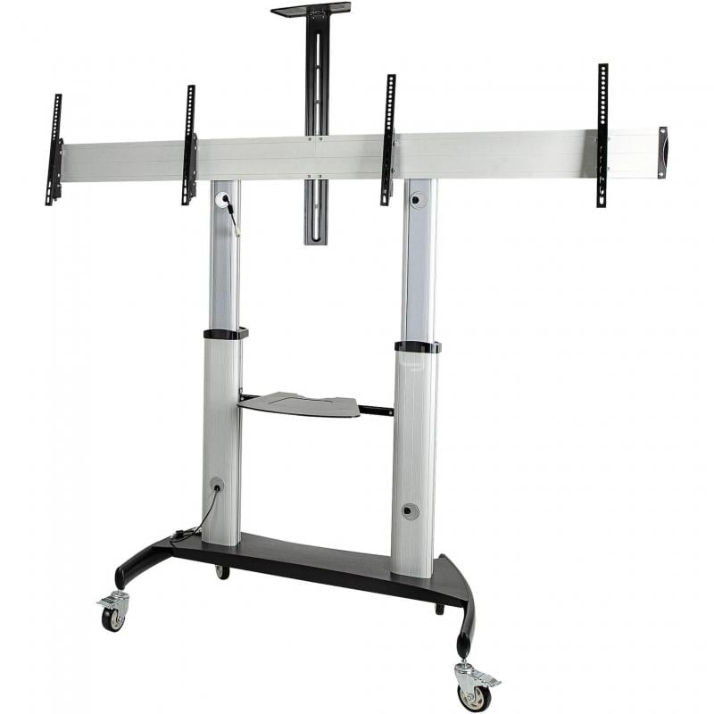 Soporte Pedestal con Ruedas StarTech para Dos TV (Negro, Plata)