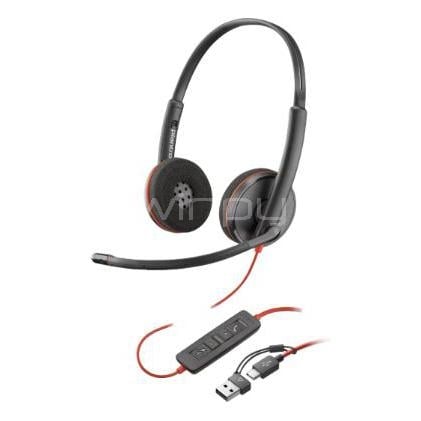 Audífonos Poly Blackwire 3220 (USB-C, Conector 3.5mm, Estéreo, Negro)