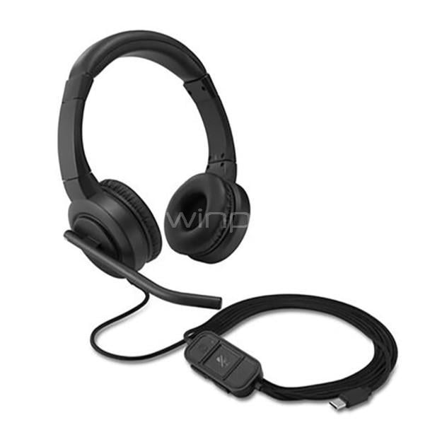 Audífonos Kensington Pro H1000 (USB-C, Cancelación de Ruido, Estéreo, Negro)