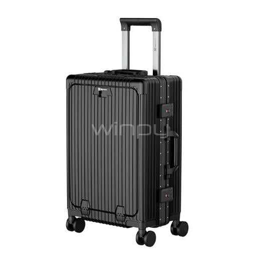 Maleta de viaje Klipxtreme KNL-500 de 20“ (Doble Cerradura, Ruedas 360, Conectores USB, Gris Oscuro)