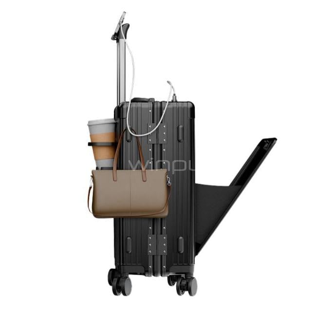 Maleta de viaje Klipxtreme KNL-500 de 20“ (Doble Cerradura, Ruedas 360, Conectores USB, Gris Oscuro)