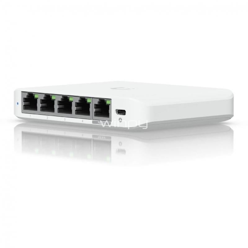 Switch Ubiquiti UniFi Flex Mini de 5 Puertos (Gestionado, 2.5GbE RJ45, PoE/USB-C)