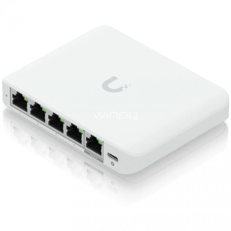 Switch Ubiquiti UniFi Flex Mini de 5 Puertos (Gestionado, 2.5GbE RJ45, PoE/USB-C)