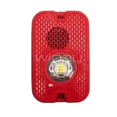 Sirena Estroboscópica Notifier P2GRKLED (LED, 2 Hilos, Pared, Exterior, Rojo)