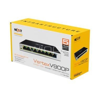 Switch Nexxt Solutions Vertex V900P de 9 Puertos (Gigabit, PoE+ 60W, 18 Gbps)