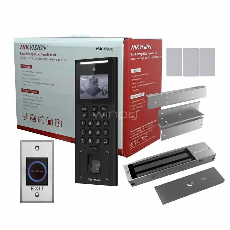 Kit de Control de Acceso Hikvision DS-KAS321 (Terminal Facial, Cerradura 272kg, Botón No Contacto)