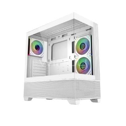 Gabinete Gamer Cooler Master Elite 690 Wood (ATX, Vidrio Templado, 3 Ventiladores ARGB, Blanco)