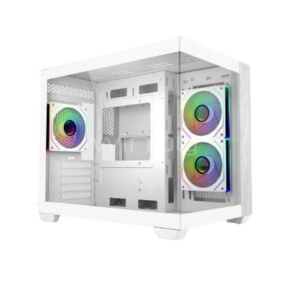 Gabinete Gamer Cooler Master Elite 481 Wood (Micro ATX, Vidrio Templado, 3 Ventiladores ARGB, Blanco)