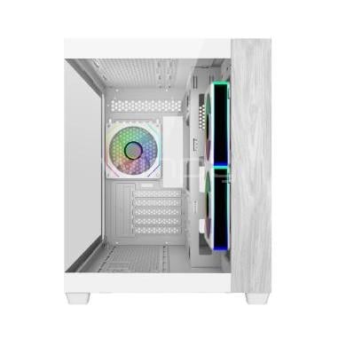 Gabinete Gamer Cooler Master Elite 481 Wood (Micro ATX, Vidrio Templado, 3 Ventiladores ARGB, Blanco)