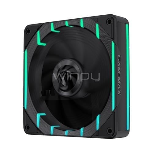 Ventilador GameMax Tornado T12 ARGB (120mm, PWM, Negro)