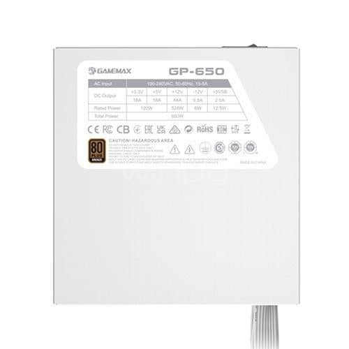 Fuente de Poder GameMax GP Performance de 650W (Certificada 80+ Bronze, ATX, White Edition)