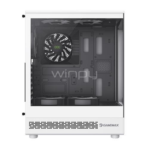 Gabinete Gamer GameMax Vista COC (ATX, Vidrio Templado, 4 Ventiladores ARGB, Blanco)