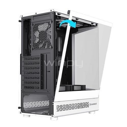 Gabinete Gamer GameMax Vista COC (ATX, Vidrio Templado, 4 Ventiladores ARGB, Blanco)
