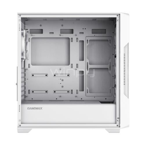 Gabinete Gamer GameMax Siege (ATX, Vidrio Templado, 4 Ventiladores ARGB, Blanco)