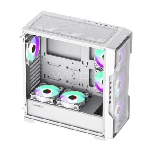 Gabinete Gamer GameMax Siege (ATX, Vidrio Templado, 4 Ventiladores ARGB, Blanco)