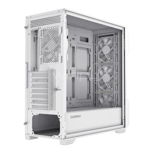 Gabinete Gamer GameMax Siege (ATX, Vidrio Templado, 4 Ventiladores ARGB, Blanco)