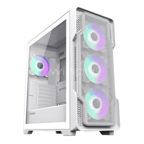 Gabinete Gamer GameMax Siege (ATX, Vidrio Templado, 4 Ventiladores ARGB, Blanco)