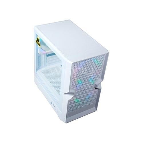 Gabinete Gamer Clio M4 (Micro ATX, Vidrio Templado, 3 Ventiladores ARGB, Blanco)