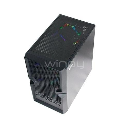 Gabinete Gamer Clio M4 (Micro ATX, Vidrio Templado, 3 Ventiladores ARGB, Negro)