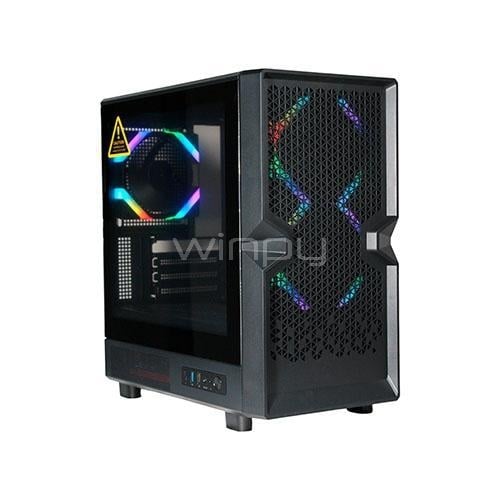 Gabinete Gamer Clio M4 (Micro ATX, Vidrio Templado, 3 Ventiladores ARGB, Negro)