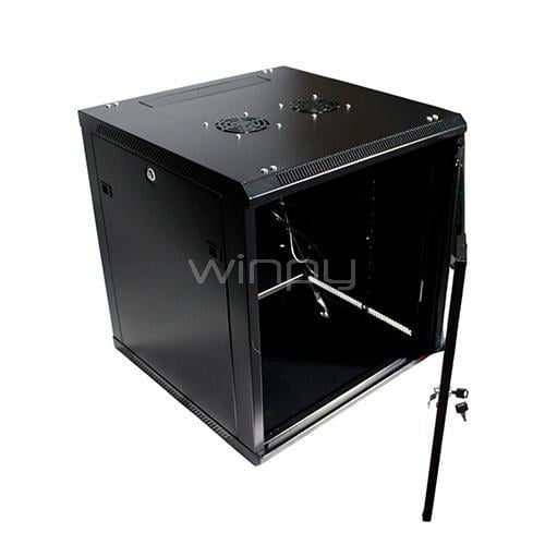Gabinete Rack Mural Clio de 6U (600x450mm, IP20, Vidrio templado, Negro)