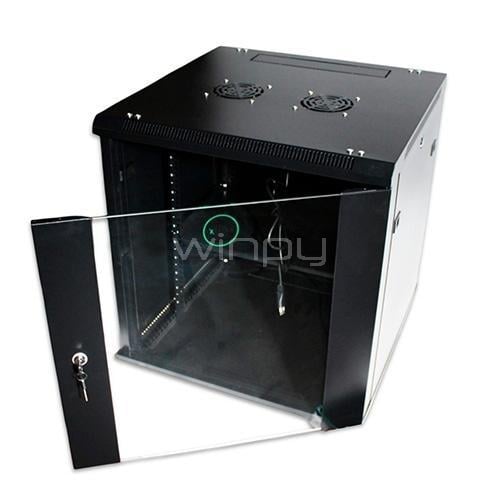 Gabinete Rack Mural Clio de 6U (600x450mm, IP20, Vidrio templado, Negro)