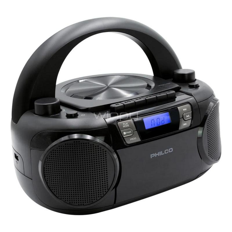 Radio Boombox Cassette CD BT PJC7000BT/BK Philco (Bluetooth, AM/FM, Negro)
