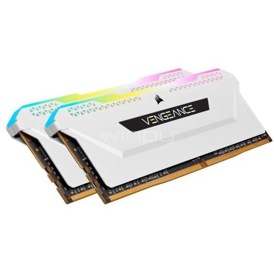 Kit Memorias RAM Corsair Vengeance RGB Pro SL White de 32GB (2x 16GB, DDR4, 3200MHz, XMP, CL16, UDIMM)